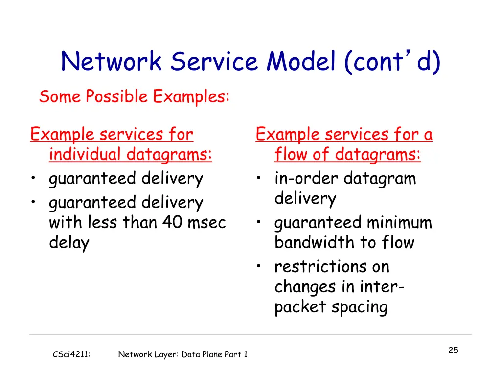 network service model cont d some possible