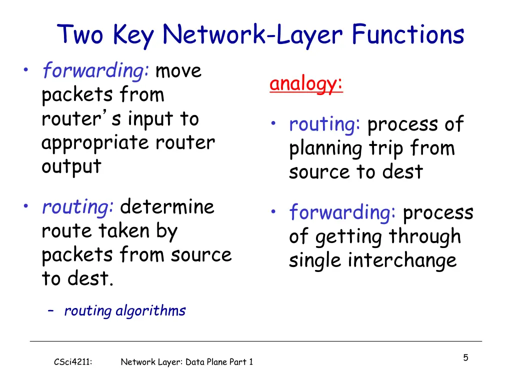 two key network layer functions forwarding move