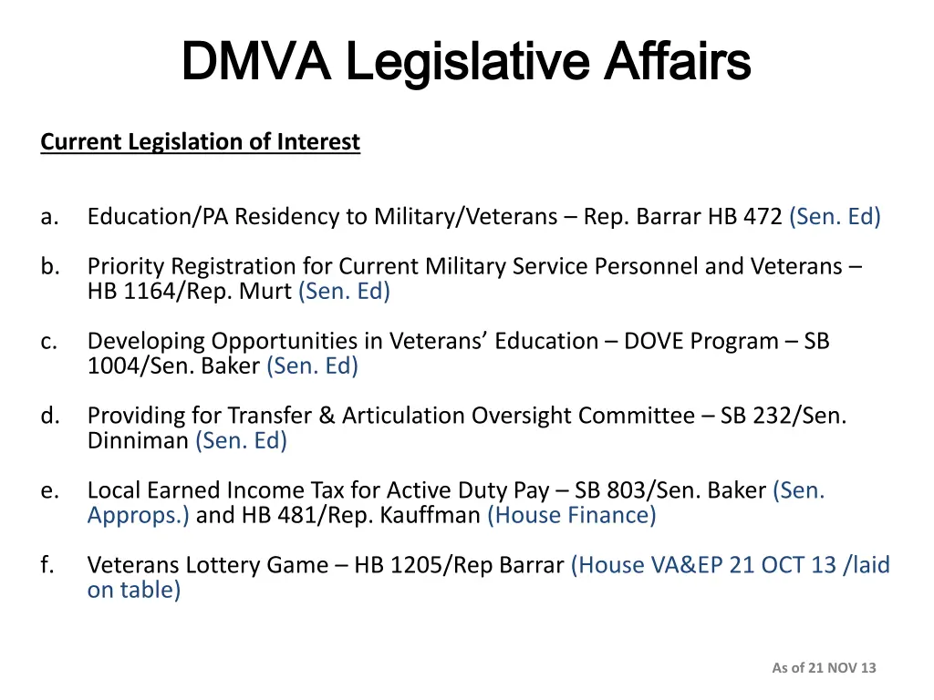 dmva legislative affairs dmva legislative affairs 1