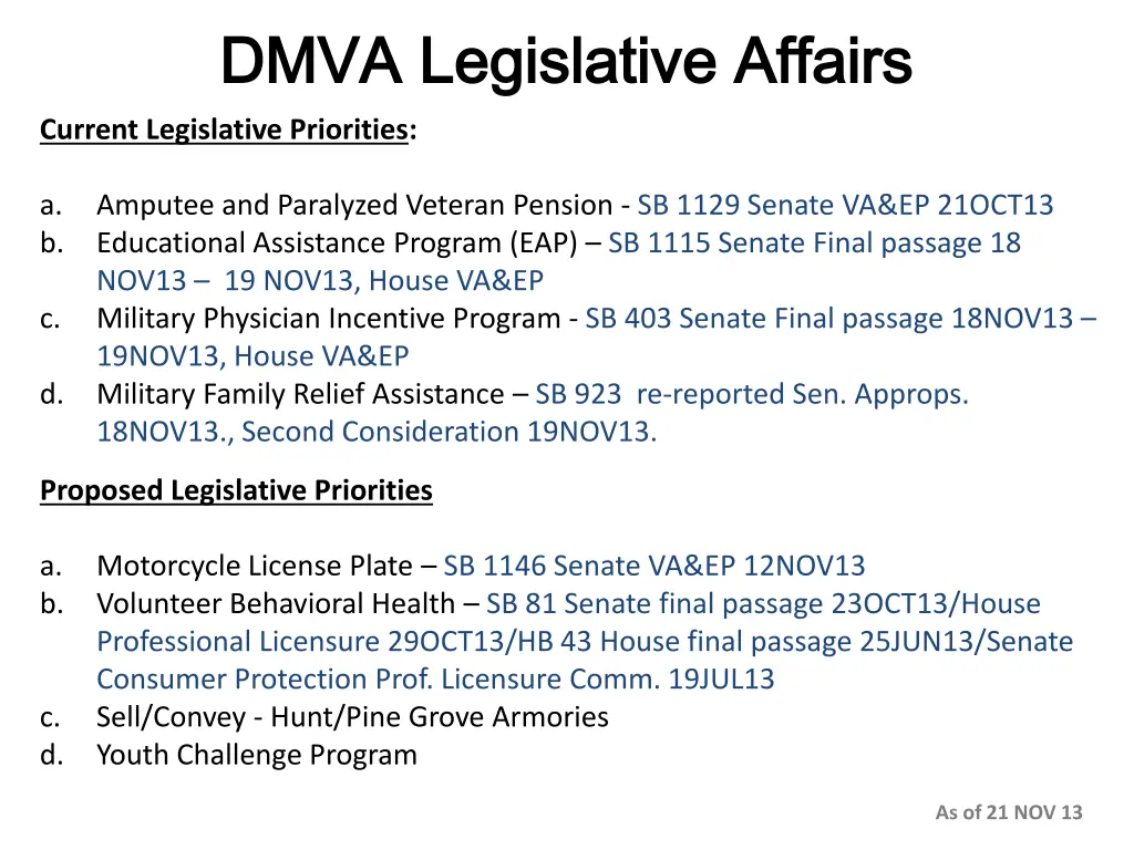 dmva legislative affairs dmva legislative affairs