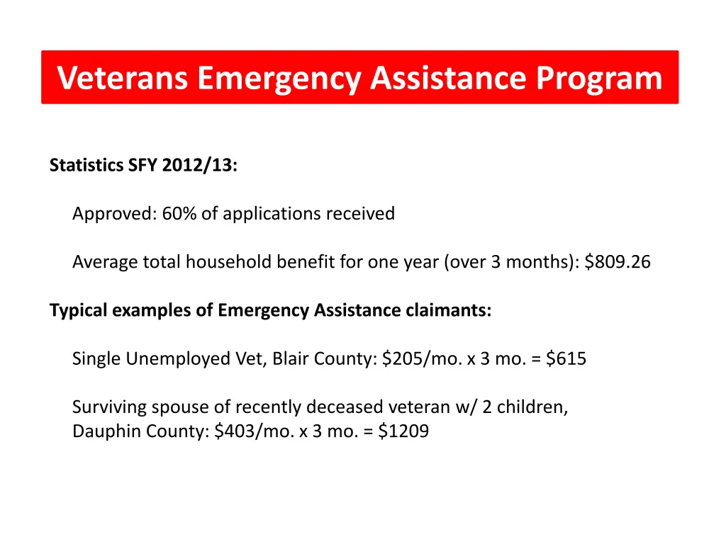 veterans emergency assistance program 1