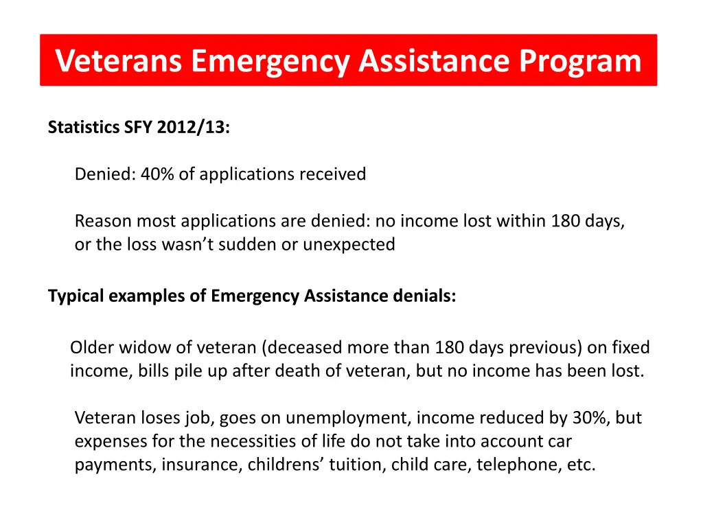 veterans emergency assistance program 2