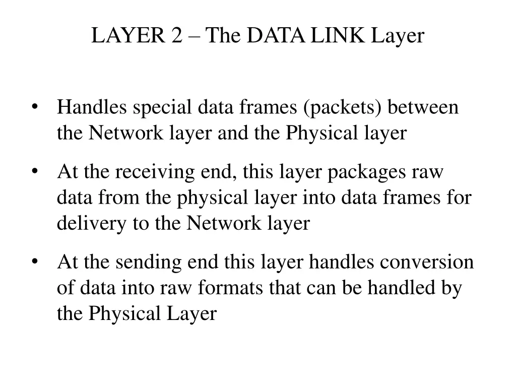 layer 2 the data link layer