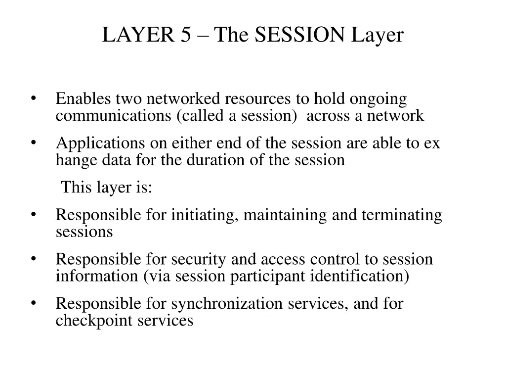 layer 5 the session layer