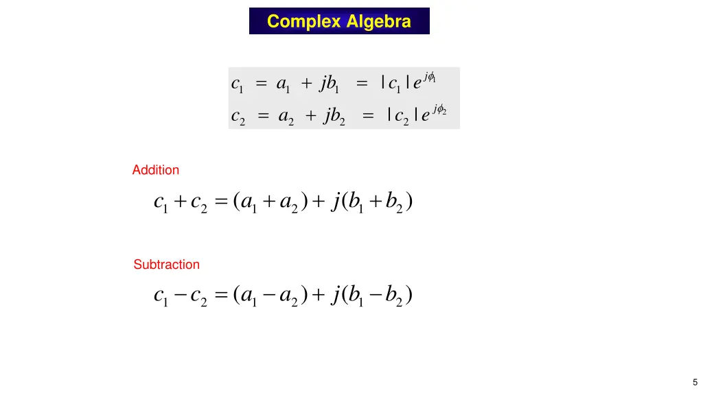 complex algebra
