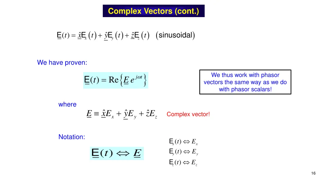 complex vectors cont