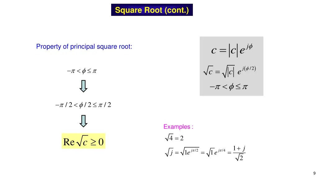 square root cont