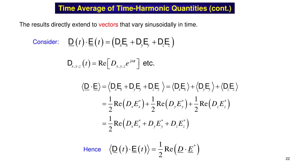 time average of time harmonic quantities cont 2