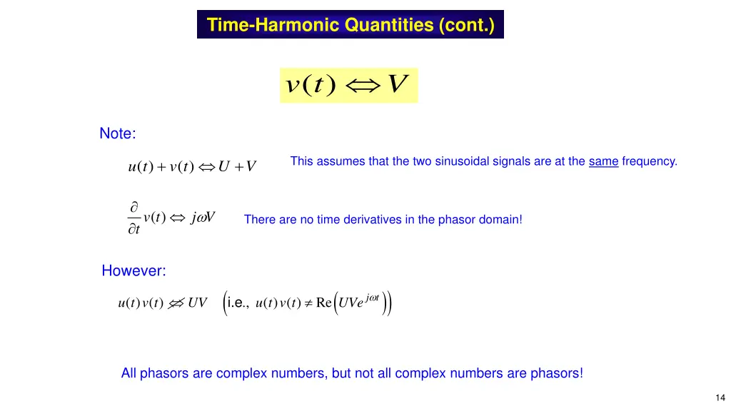 time harmonic quantities cont 2