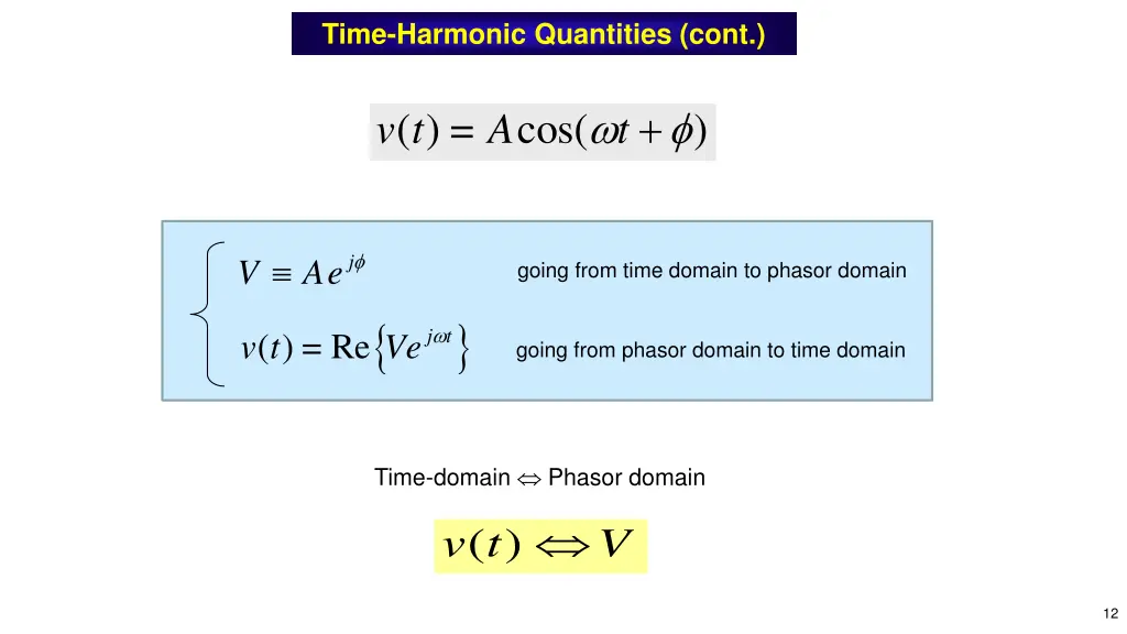 time harmonic quantities cont