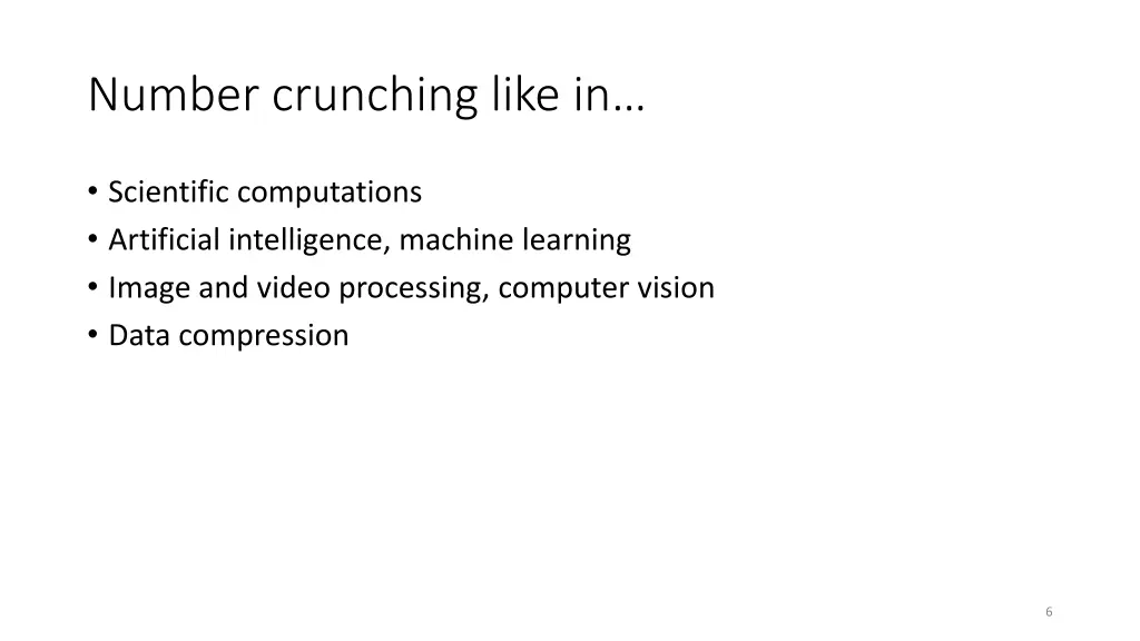 number crunching like in