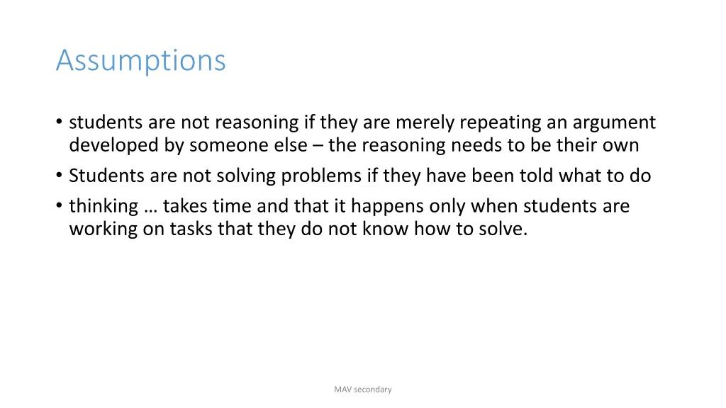assumptions