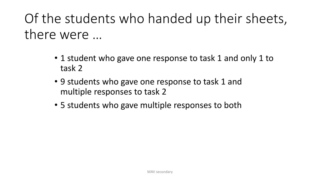 of the students who handed up their sheets there
