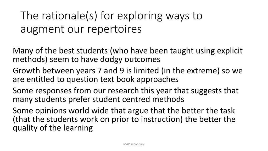 the rationale s for exploring ways to augment