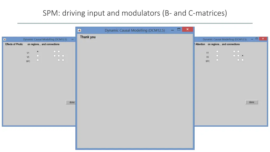spm driving input and modulators b and c matrices