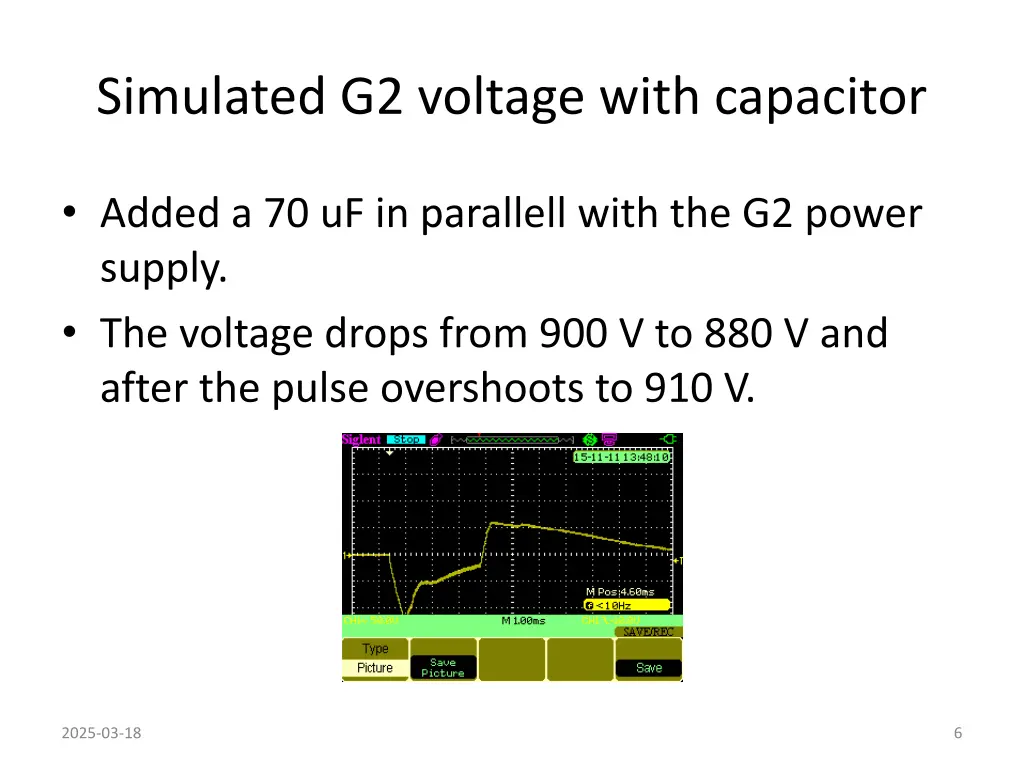 simulated g2 voltage with capacitor