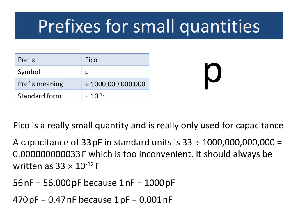 prefixes for small quantities 3