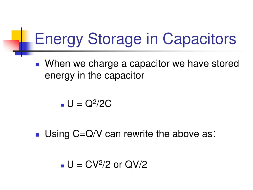 energy storage in capacitors 1