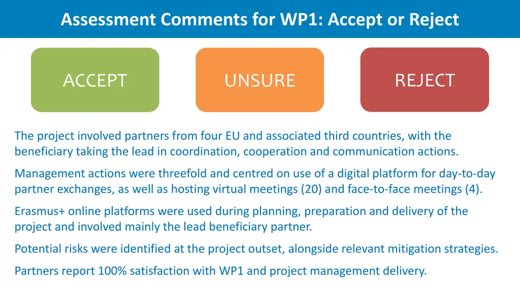 assessment comments for wp1 accept or reject