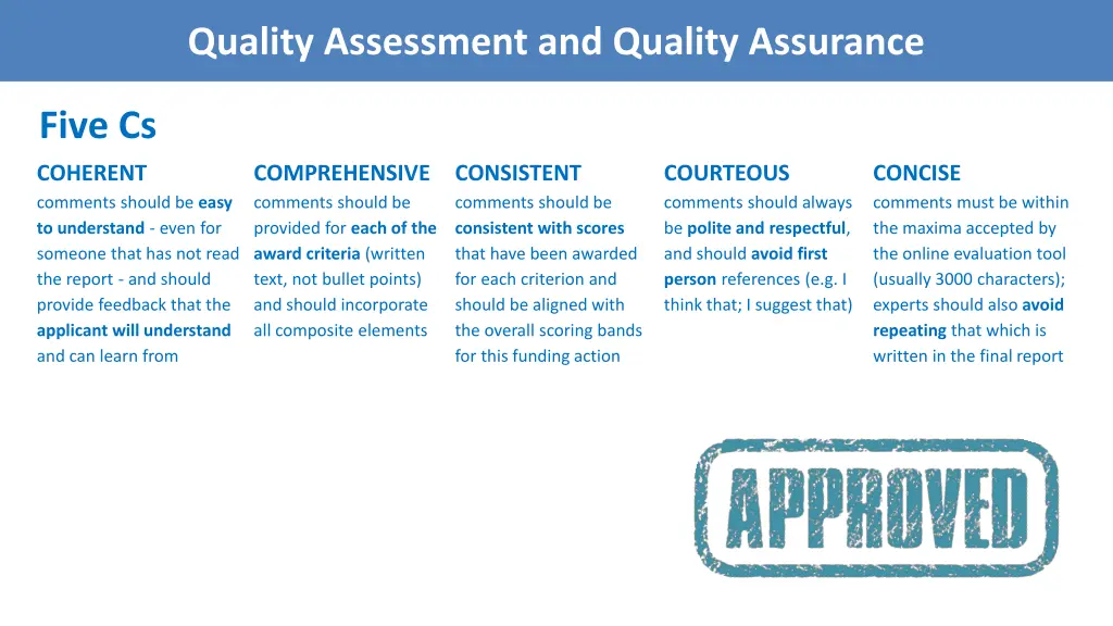 quality assessment and quality assurance