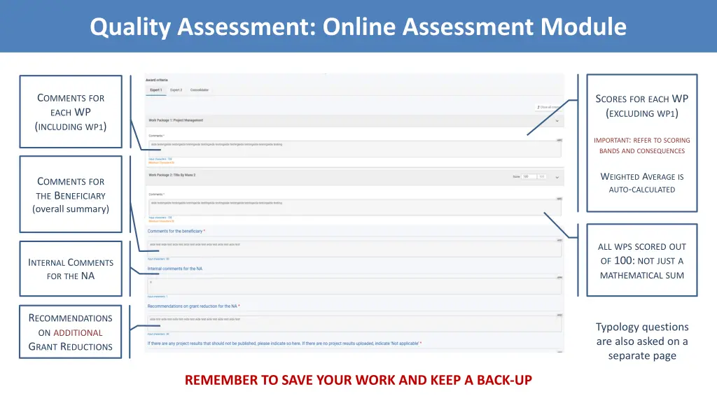 quality assessment online assessment module