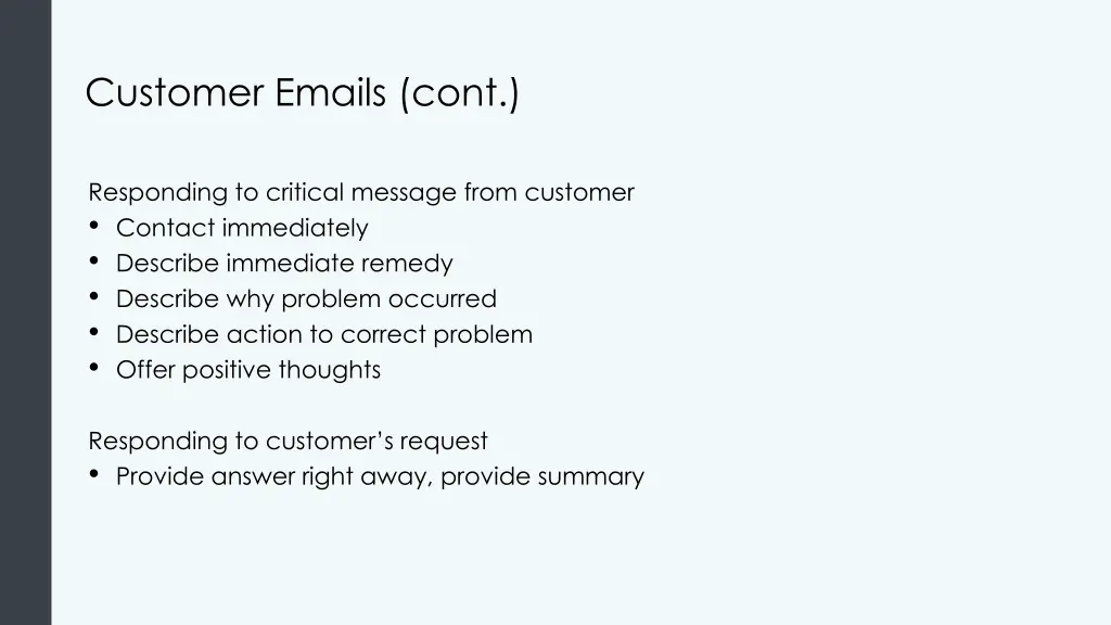 customer emails cont
