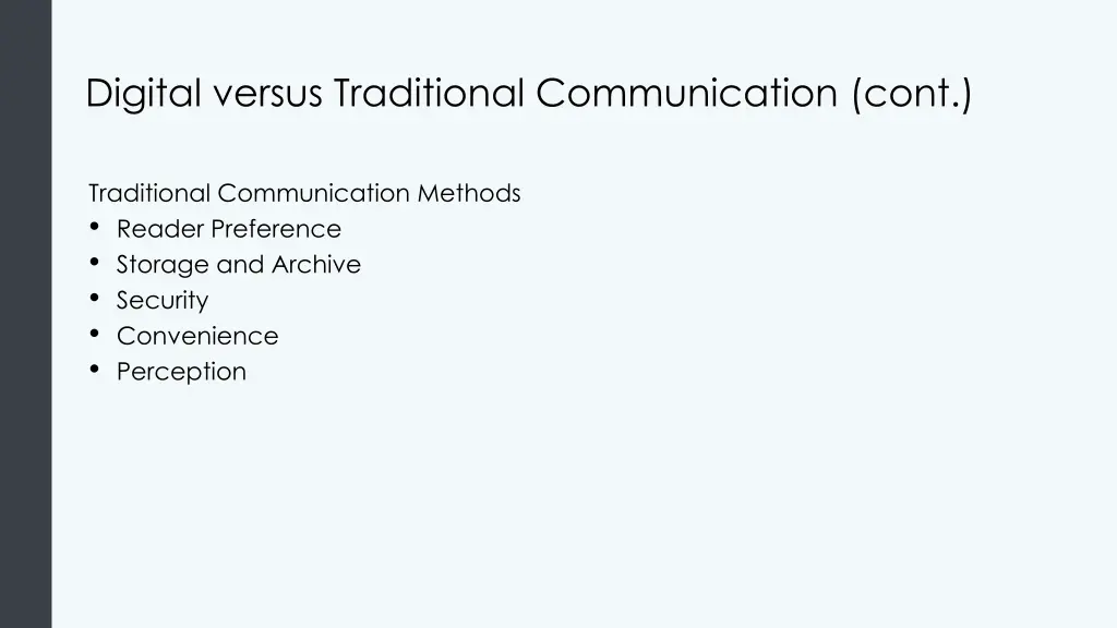 digital versus traditional communication cont