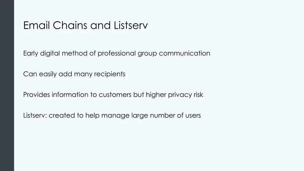 email chains and listserv