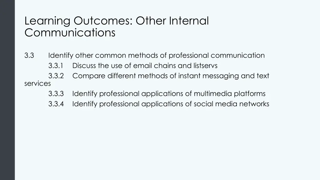 learning outcomes other internal communications