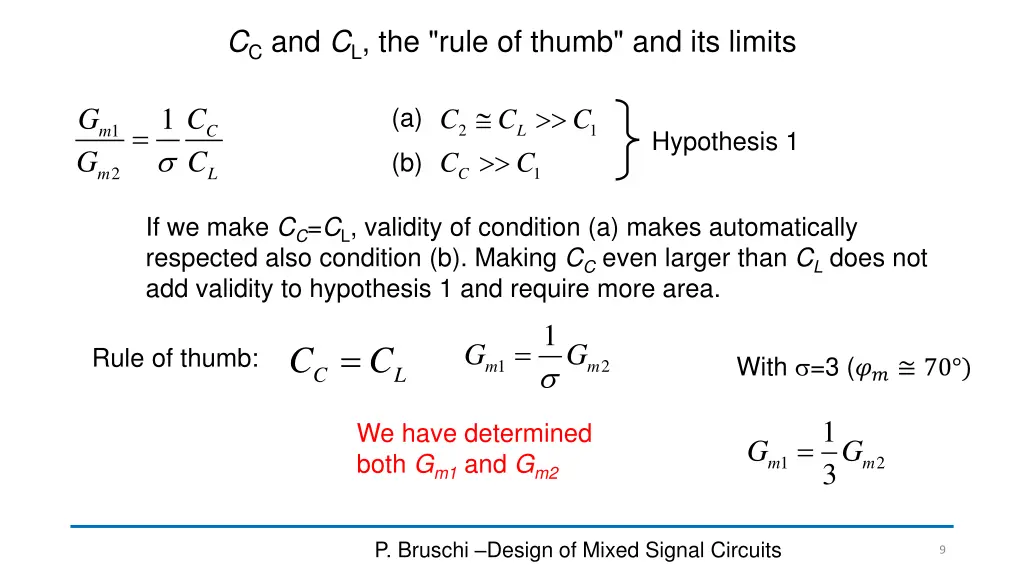 c c and c l the rule of thumb and its limits
