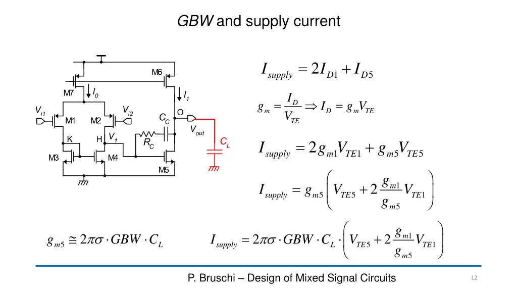 gbw and supply current
