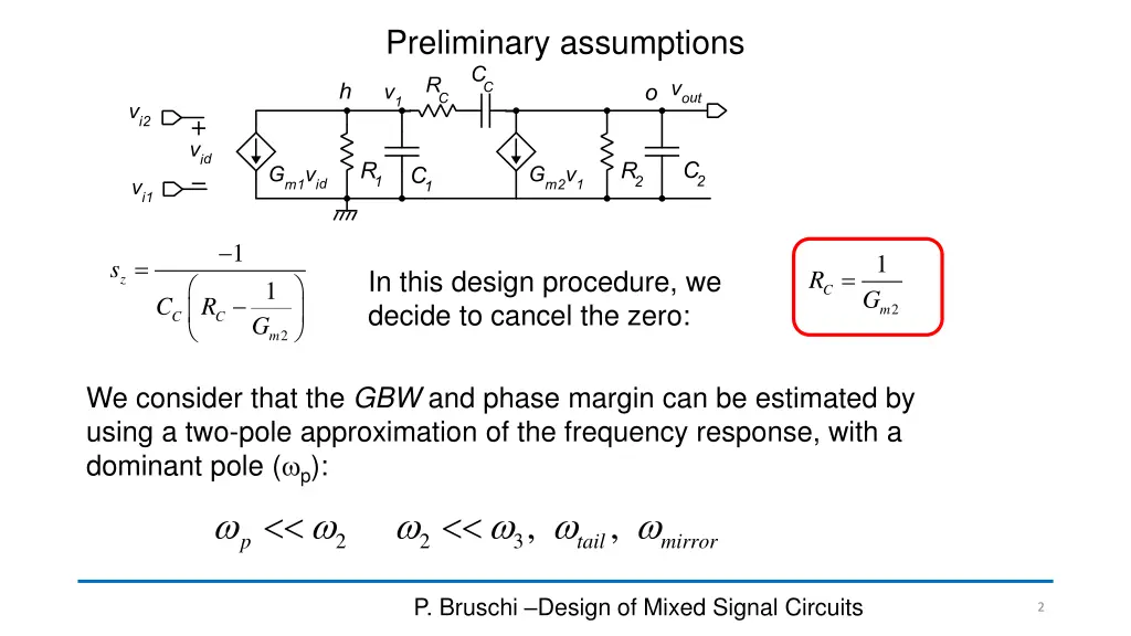 preliminary assumptions