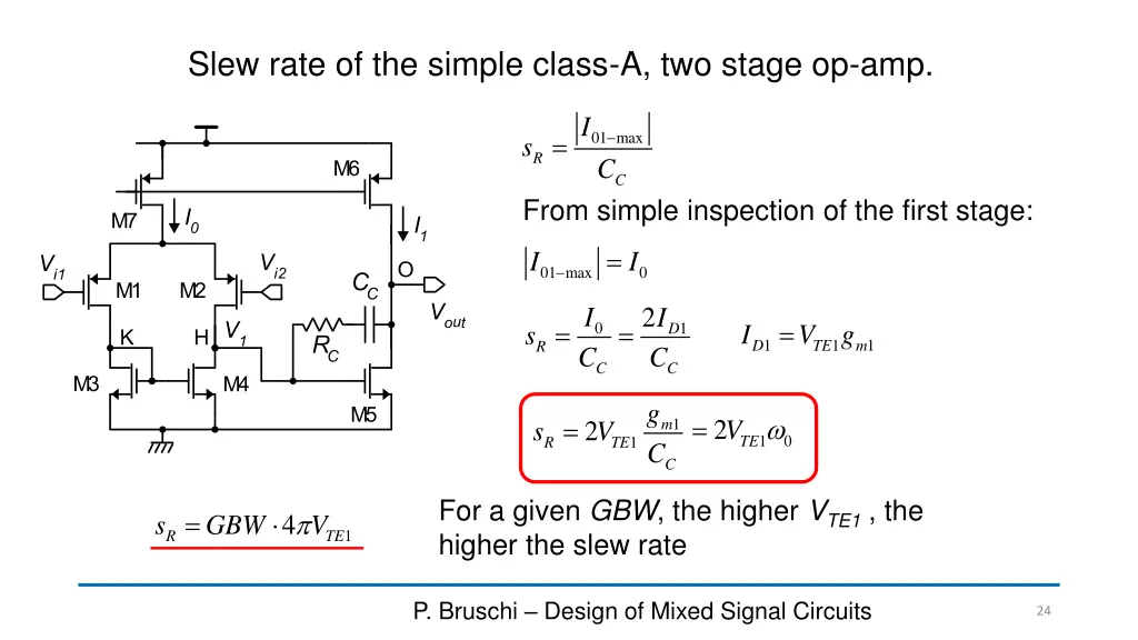 slew rate of the simple class a two stage op amp
