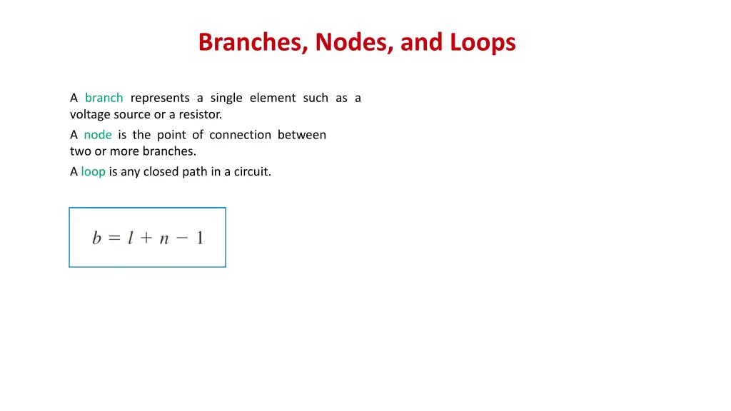 branches nodes and loops
