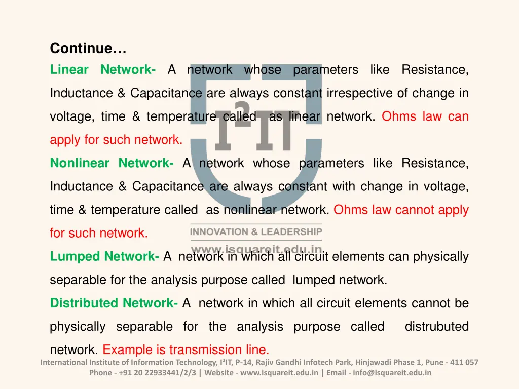 continue linear network a network whose