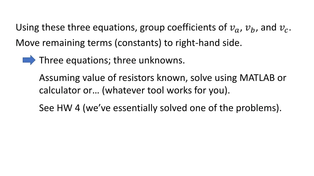 using these three equations group coefficients