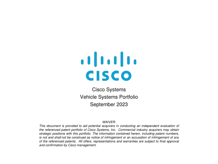 cisco systems vehicle systems portfolio september