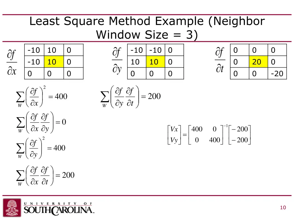 least square method example neighbor window size