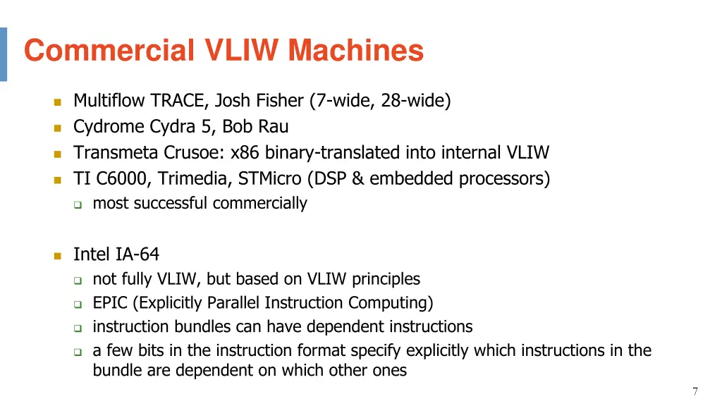 commercial vliw machines