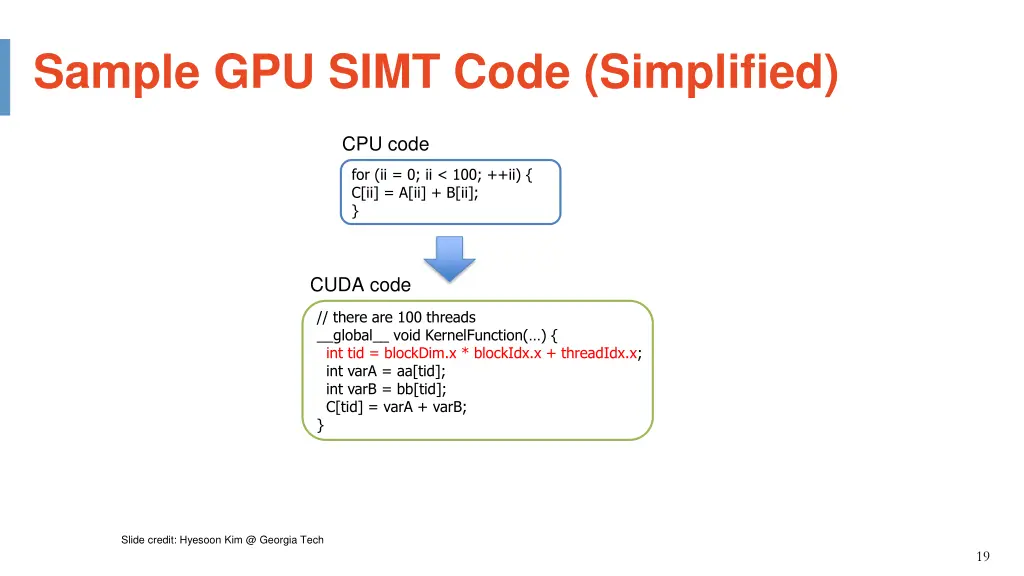sample gpu simt code simplified