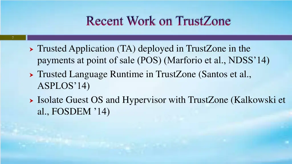 recent work on trustzone