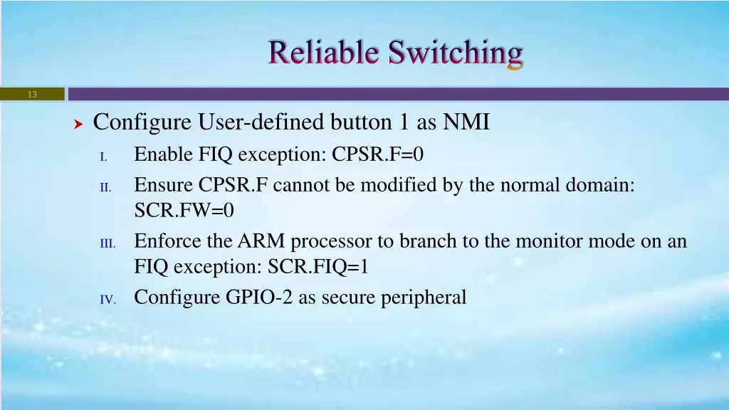 reliable switching