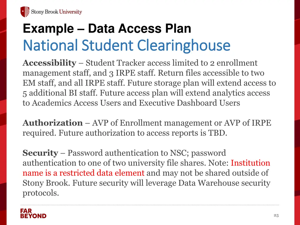 example data access plan national student