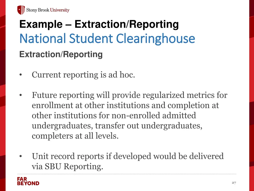 example extraction reporting national student