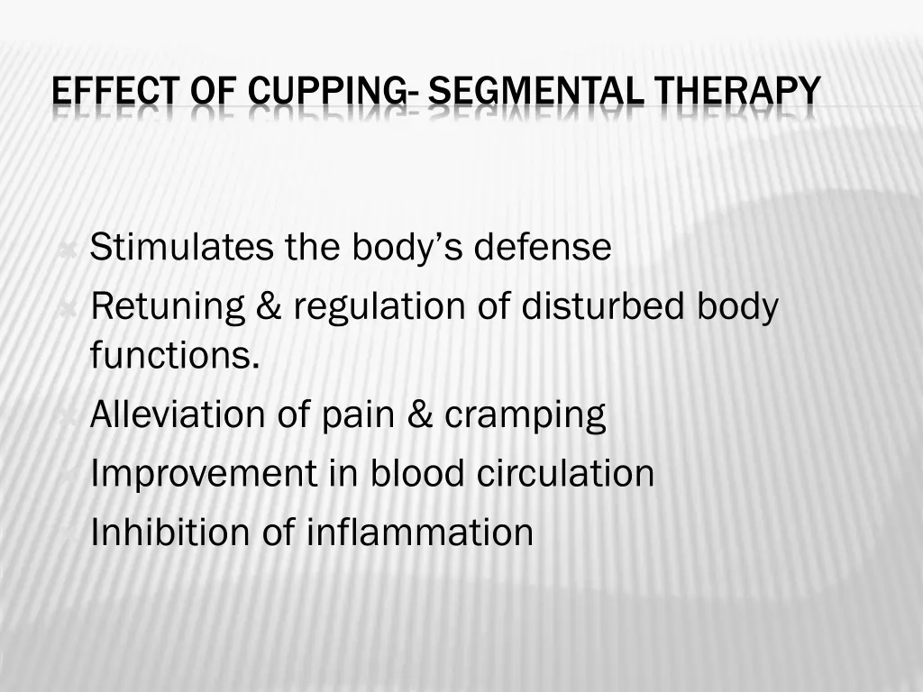 effect of cupping segmental therapy
