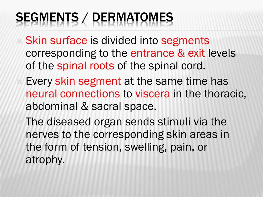 segments dermatomes