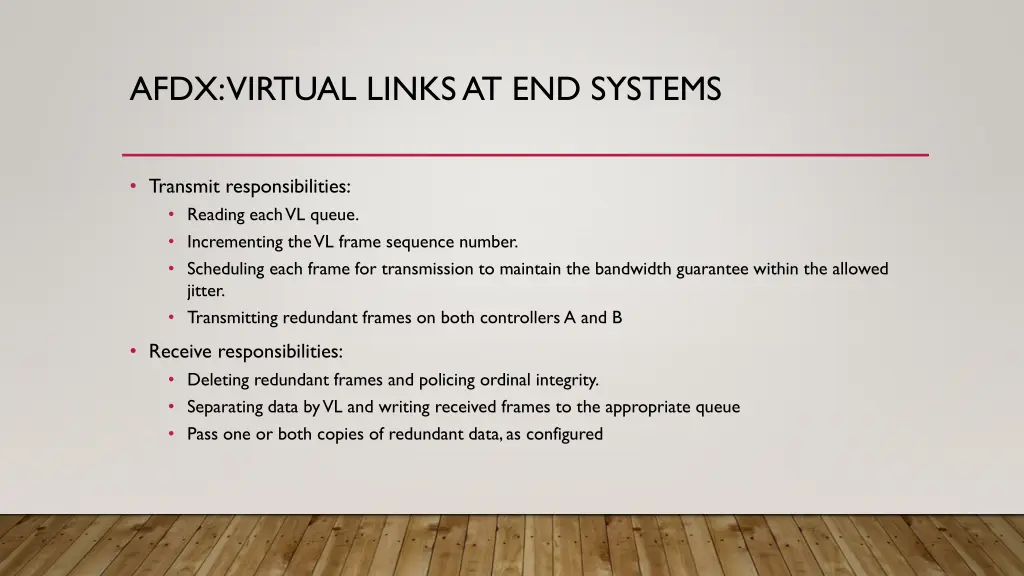 afdx virtual links at end systems 1