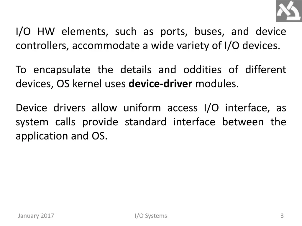 i o hw elements such as ports buses and device