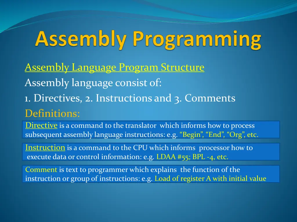 assembly language program structure assembly
