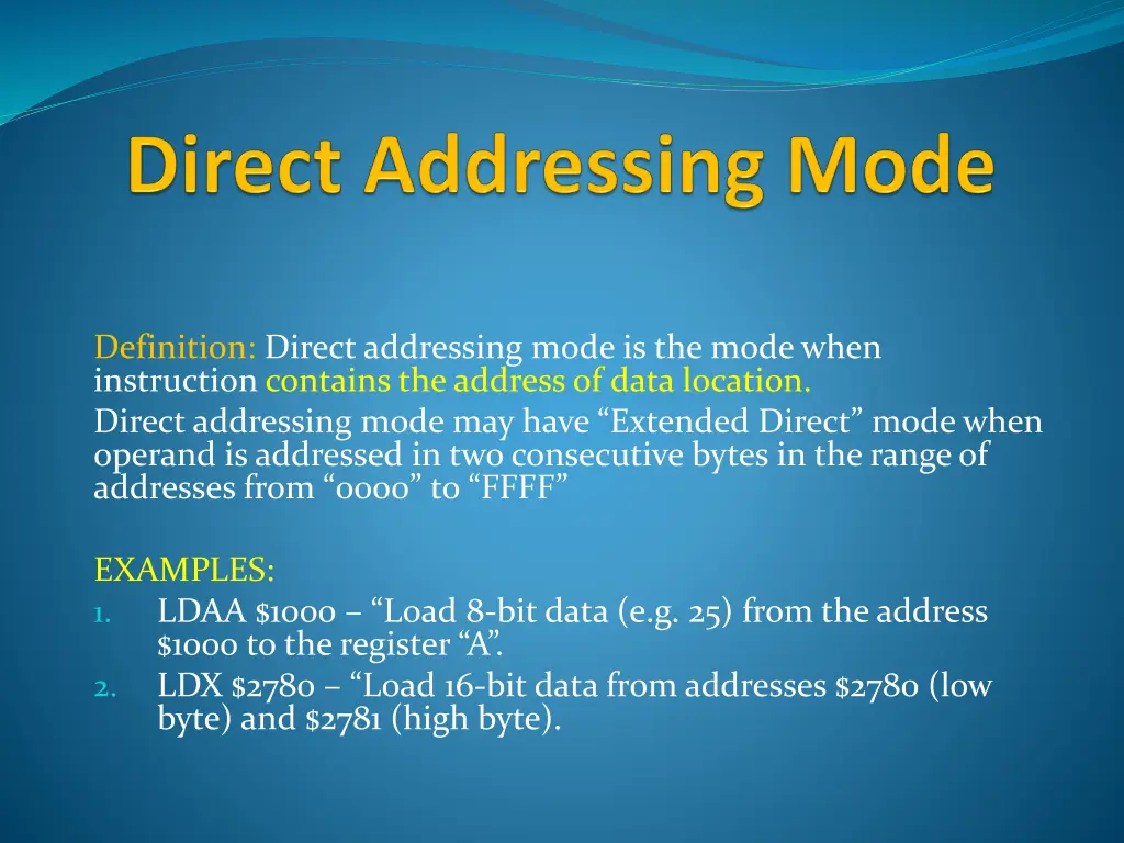 definition direct addressing mode is the mode